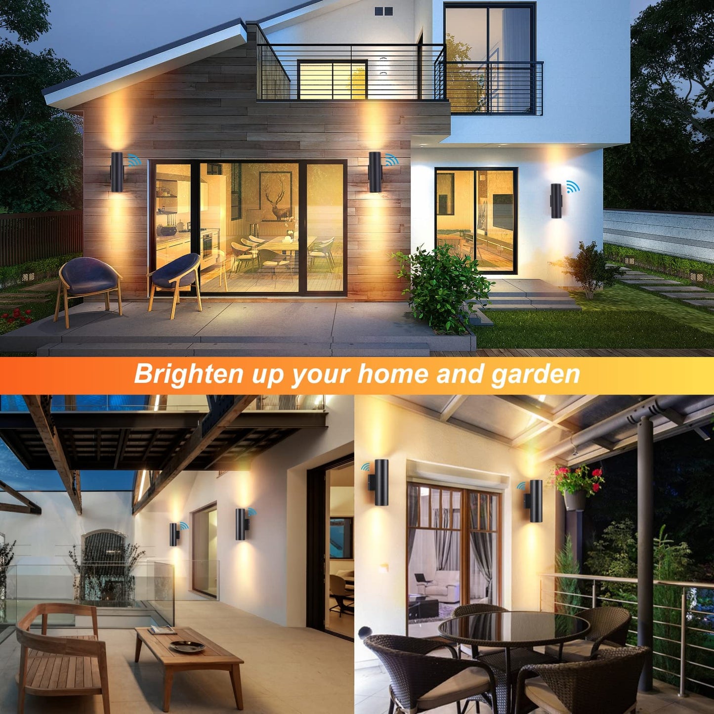 DAKAFUL Dusk to Dawn Outdoor Lighting Sensor Wall Lights 2Pack, 12W 2700K Integrated LED Cylinder Up Down Lights Outdoor, IP65 Waterproof Aluminum Wall Sconce Exterior Wall Light for Porch Patio etc.