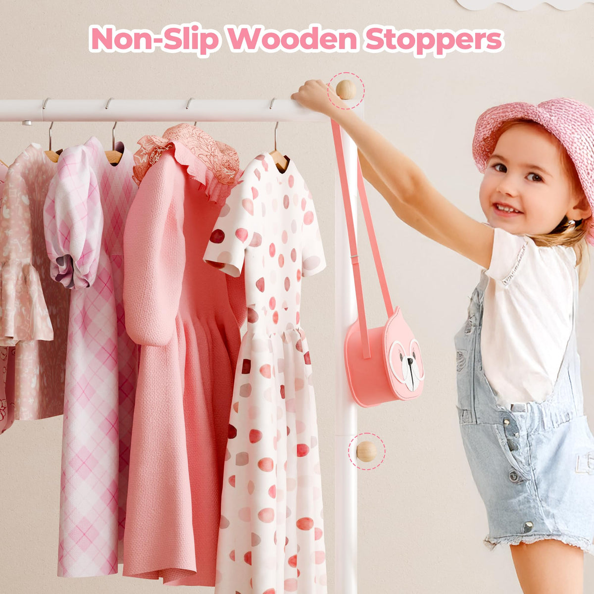 GRANNY SAYS Kids Clothing Rack with Wheels, Baby Clothes Rack Heavy Duty, Dress Up Storage Organizer, Toddler Garment Rack for Organizing Child Clothes Toys, Kid Closet for Little Girls, Pink