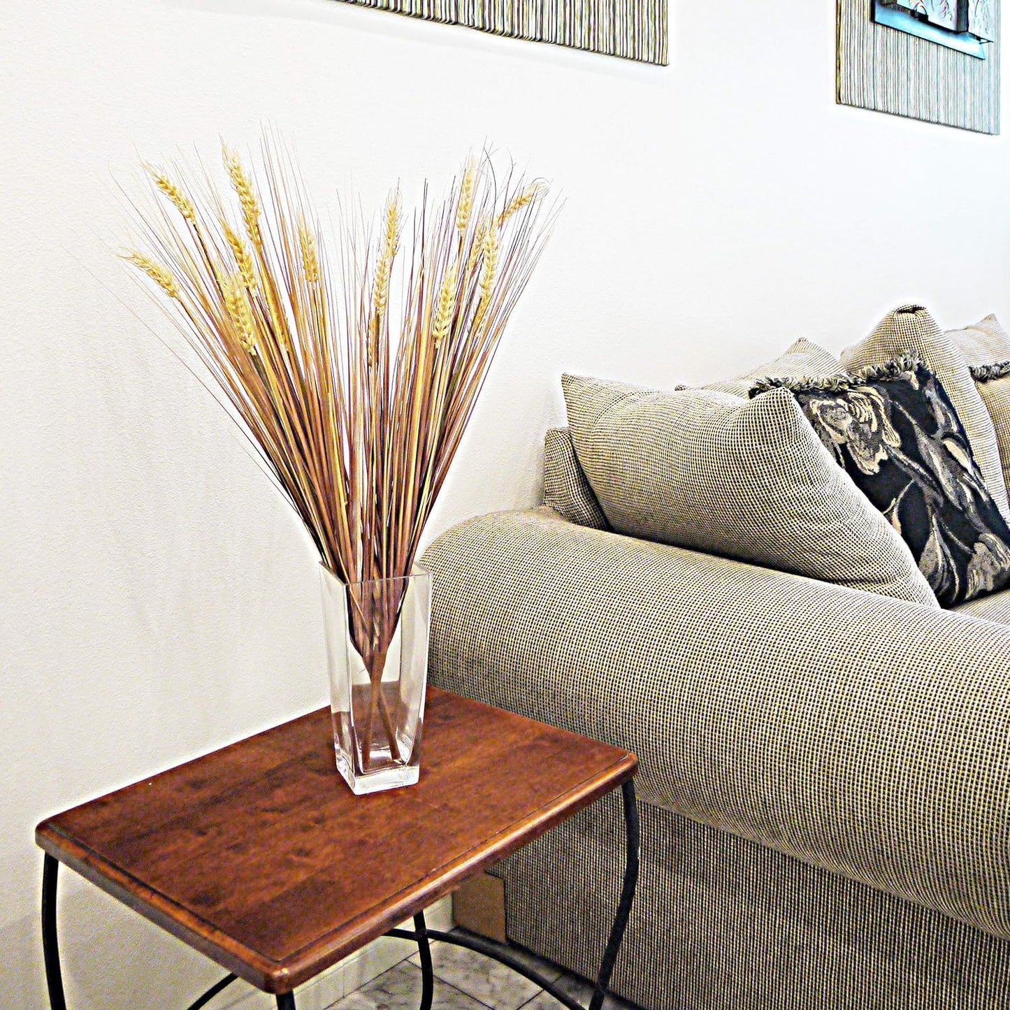 Admired By Nature 28" Artificial Autumn Flowers Artificial Wheat Grain Flowers Grass Bush for Home Kitchen Office Wedding Flowers Arrangement Farmhouse Decor Boho Party Fall Décor Table Decor, Gold