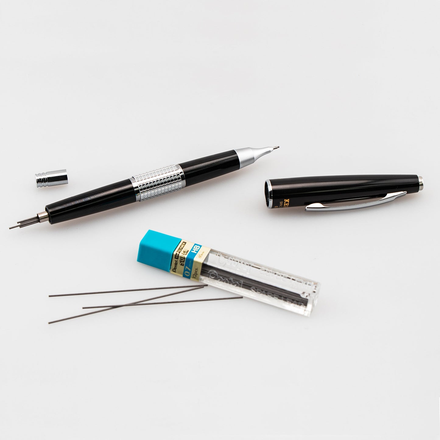 Pentel P1037A Pentel Sharp Kerry Mechanical Pencil, 0.70 mm, Metallic Black Barrel, 1 Unit