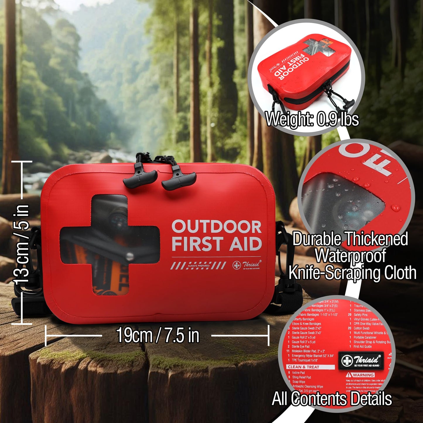 152 PCS Waterproof First Aid Kit, Portable Small Boat Dry Bag Bug Out Bags, Emergency Medical Kit Ideal for Boating, Camping, Fishing, Kayaking, Floating, Red