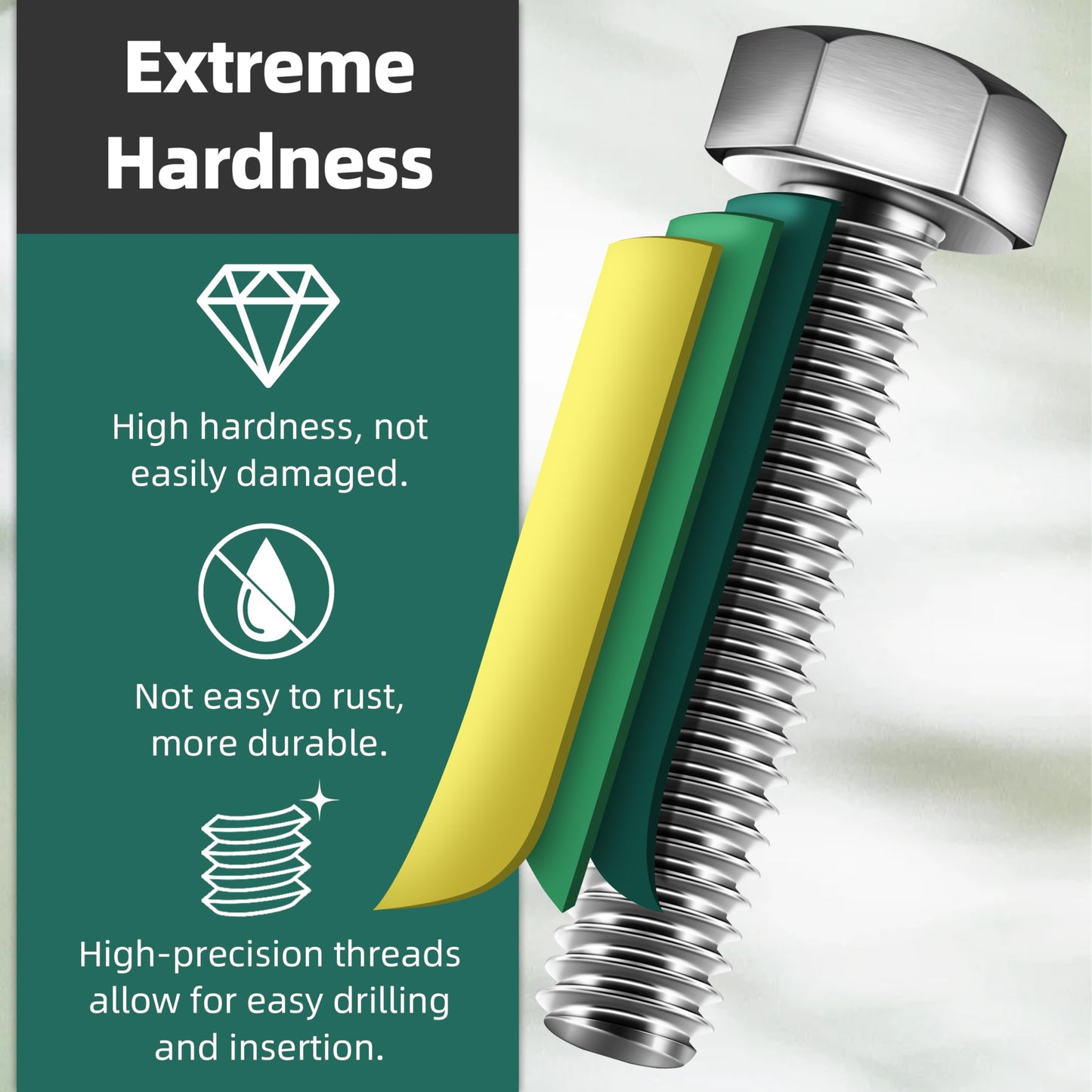 410Piece Stainless Steel Hex Head Screws and Bolts Assortment Kit 1/4-20, 5/16-18, 3/8-16 Sizes, Includes Assorted Nuts, Washers, and Fasteners Bright Finish by EASTPUK