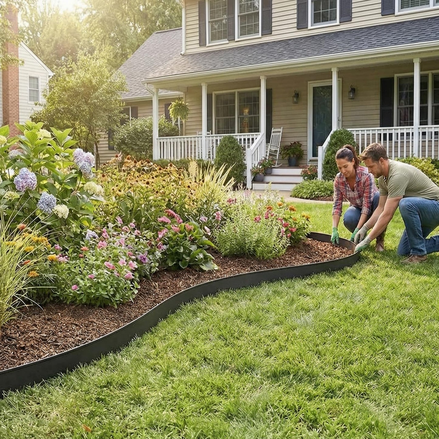 ESRYHWA Garden Edging 49FT Landscape Edging Kit 3 Inch Height Plastic Garden Border No Dig Lawn Border for Yard Flower Bed with 50 Stakes