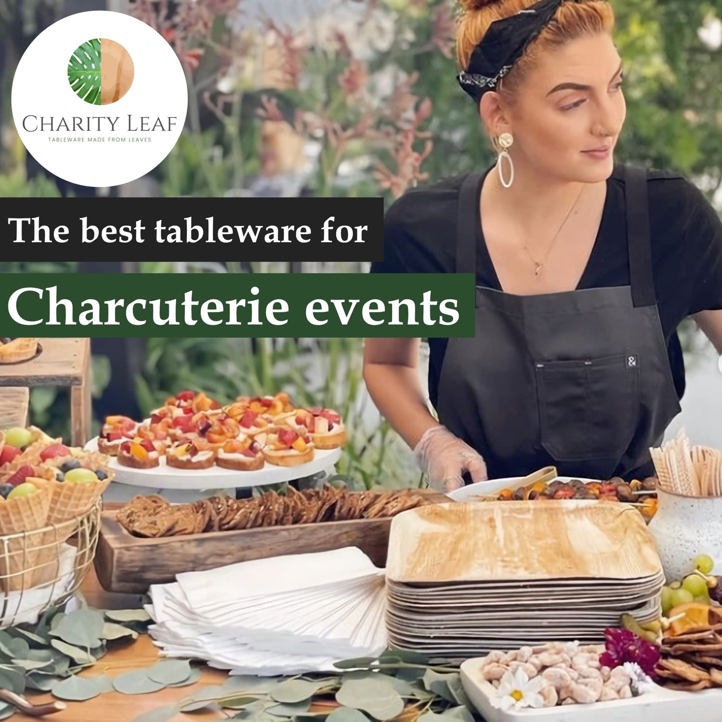 Charity Leaf Disposable Palm Leaf 10" Heart Plates (25 pieces) Bamboo Like Serving Platters, Disposable Boards, Eco-Friendly Dinnerware For Weddings, Catering, Events