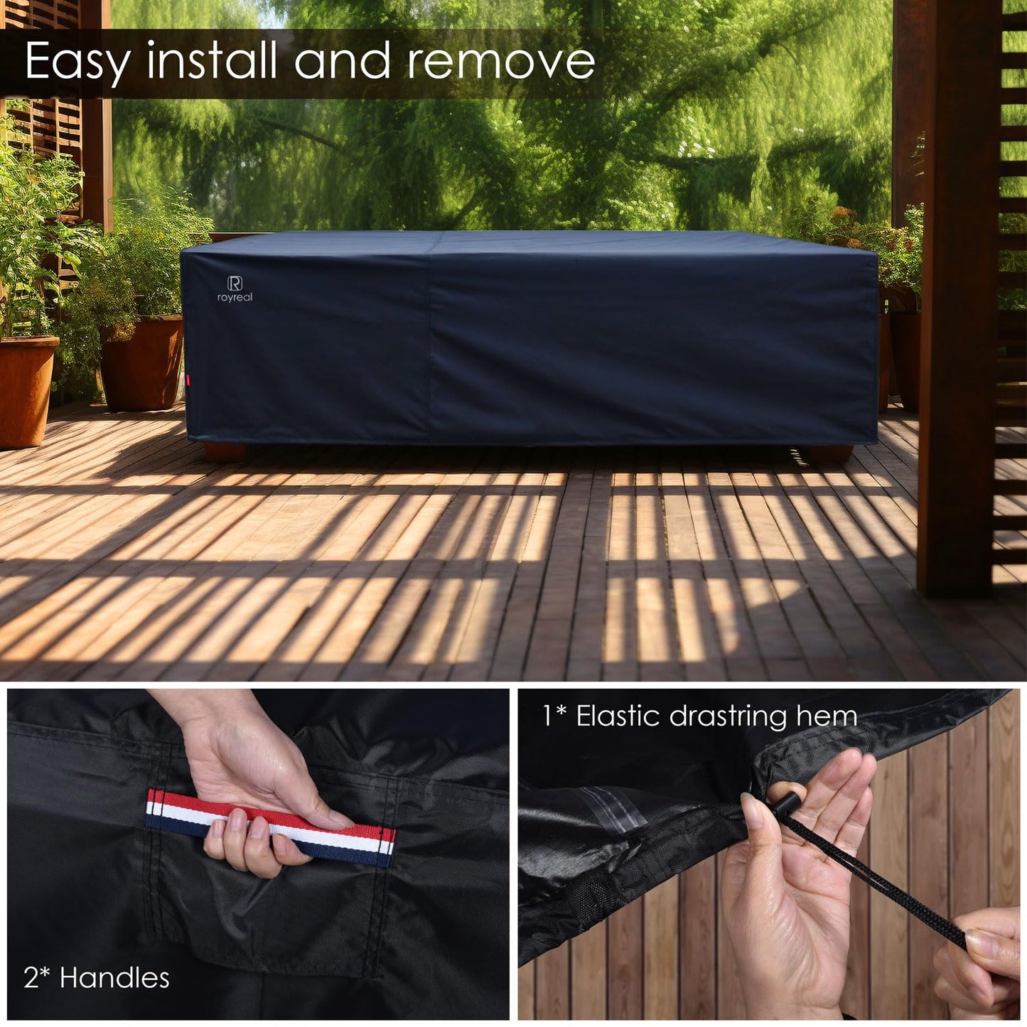 Patio Furniture Covers Outdoor Waterproof Table Sectional Set Large Cover,Heavy Duty 550D Anti Tear Couch Sofa Covers with Buckles&Vents&Handles(Rectangle 110"Lx84Wx28H)