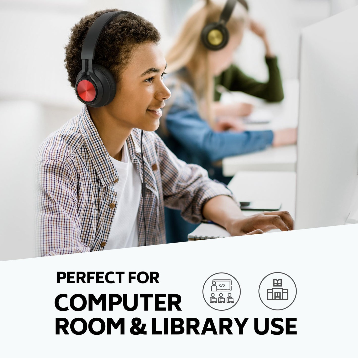 AILIHEN Kids Headphones Bulk for School, 6-Pack Class Headphones Wired with Microphone for Students, Teens, Classroom, Library, Chromebook, Laptop, Adjustable, Foldable, 3.5mm Jack - (Multicolor)