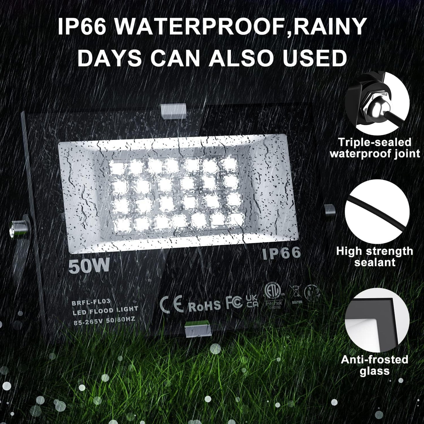 LED Flood Light Outdoor 500W Equivalent 5000 LM,Smart RGB Color Changing Floodlight with APP Control, Warm White 2700K&16 Million Colors, DIY Scene,Timing,Music Sync, IP66 Waterproof,US Plug（2 Pack）