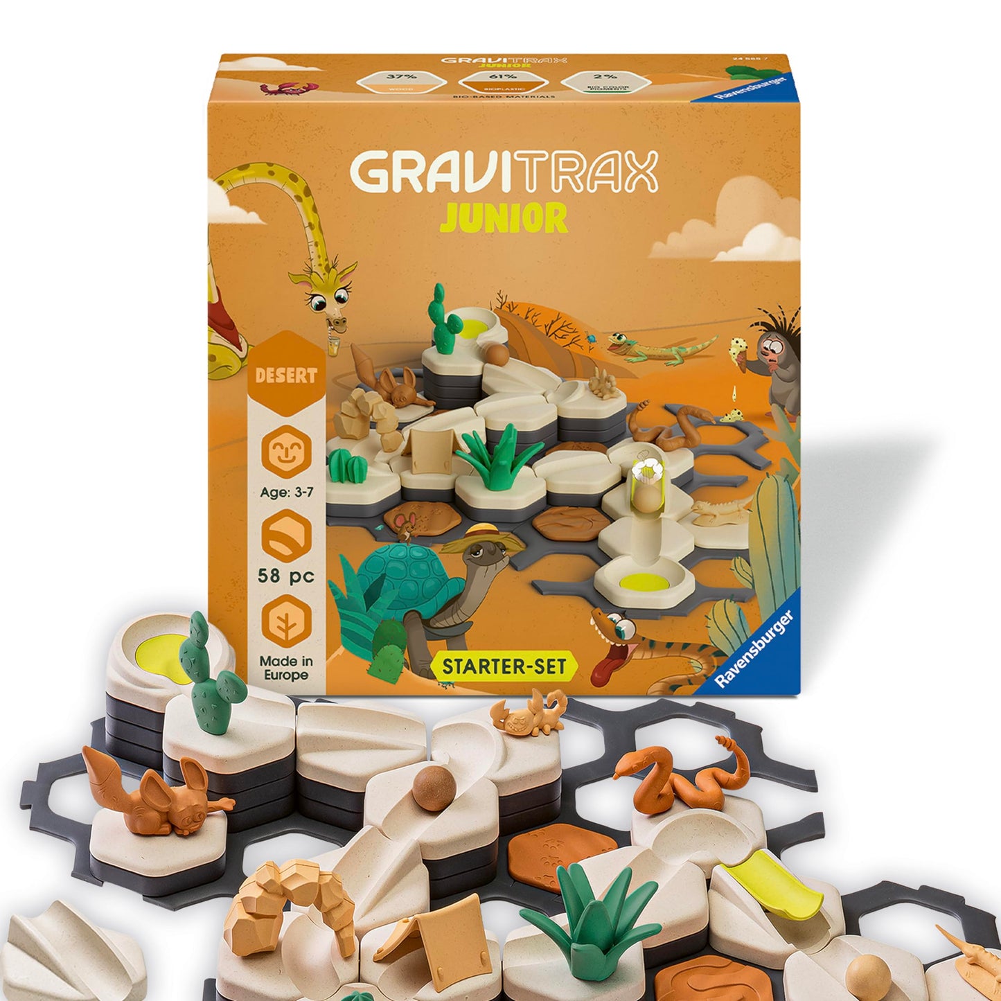 Ravensburger GraviTrax Junior Starter Set - My Desert - 58-Piece Marble Run Game - Fun and Educational Preschool Marble Structure Building - STEM-Friendly, Interactive Learning - Kids Age 3 and Older