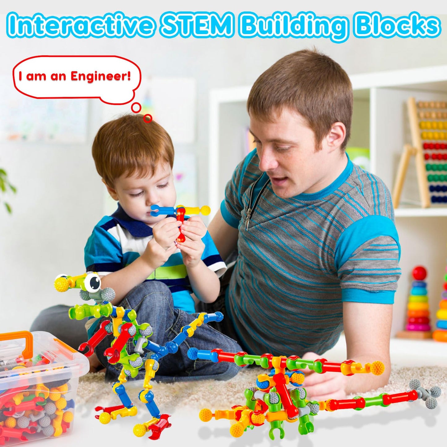 Kids STEM Building Toys for 3 4 5 6 7 8+ Year Old Boy Girl Birthday Gift, 125 Pcs Preschool Classroom Educational Building Blocks Stem Kits Ages 3-5 4-8 5-7 6-8 Engineering Creative Games