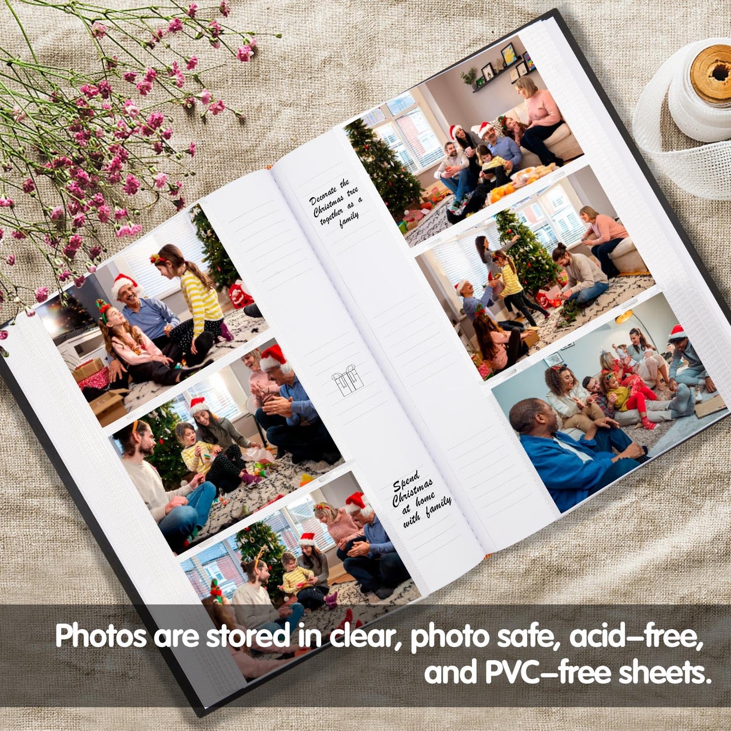 Xfveiwoo Photo Album 4x6 450 Pictures with Writing Space, Linen Cover Photo Book with Front Display Window for Family Wedding Baby Travel Memories, Black
