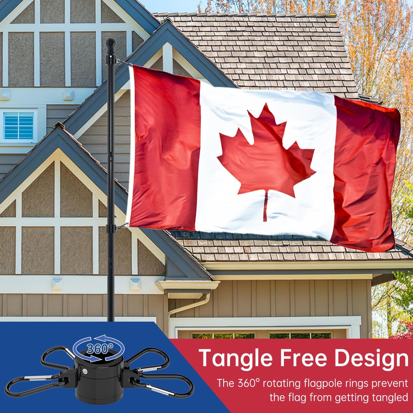 ZMTECH 10 FT Flag Pole in Ground, Heavy Duty Flag Pole Holder for Outside House with 5 Pronges Base, Extra Thick Flag Pole Kit for Outdoor Garden Decor Residential Commerical(1 Pack,Without Flag)