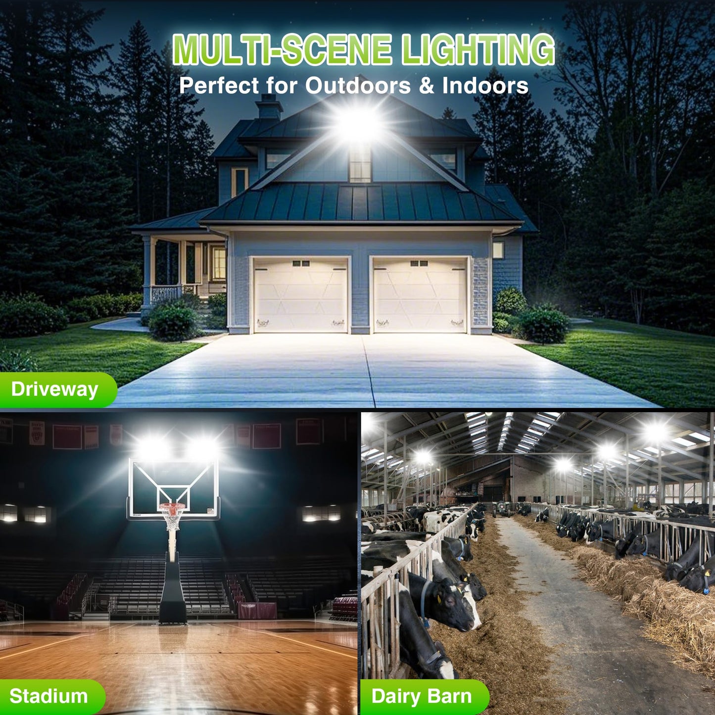 STASUN 150W LED Flood Light with Plug, Mini Series Outdoor Floodlight, 15000LM 6000K Daylight White, IP66 Waterproof, 3 Adjustable Heads, LED Exterior Flood Light for Backyard, Driveway, Garage, Patio