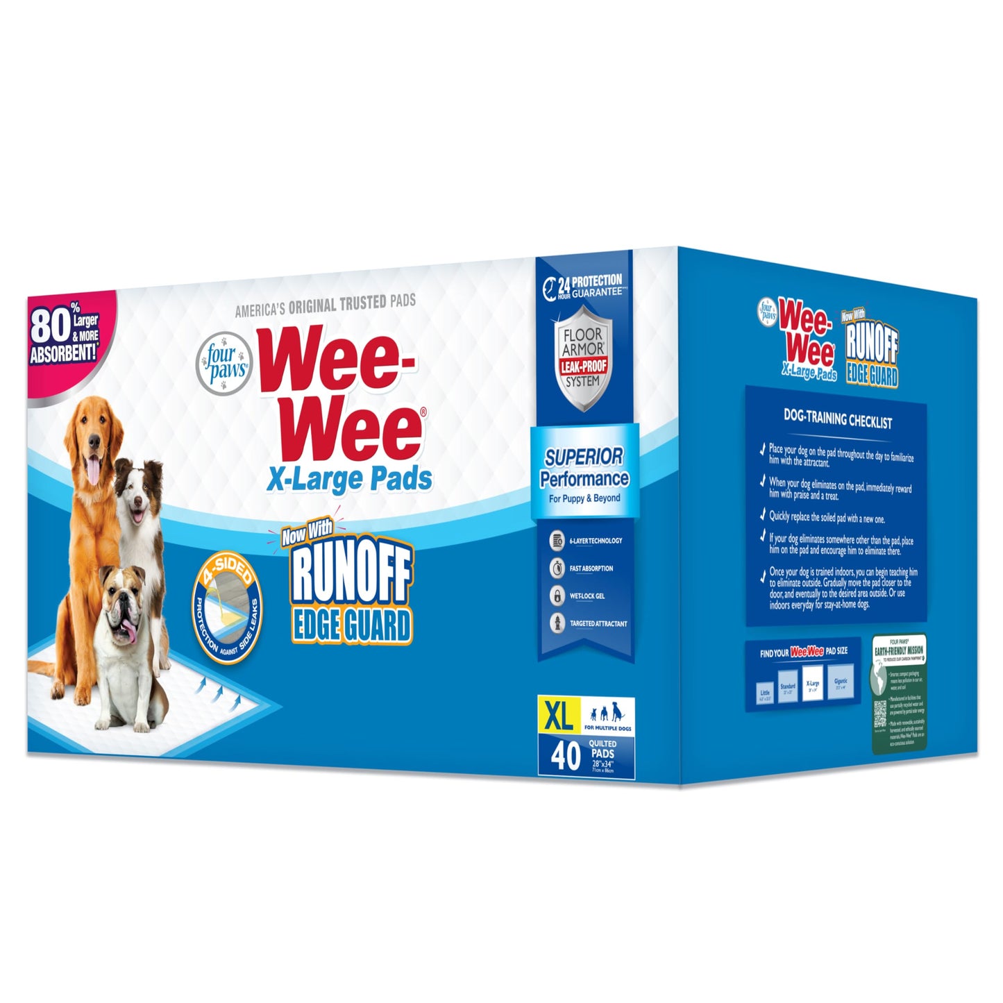 Wee Wee Dog Pee Pads Extra Large | 40 Count | Puppy Training Pee Pads for Dogs | XL Size
