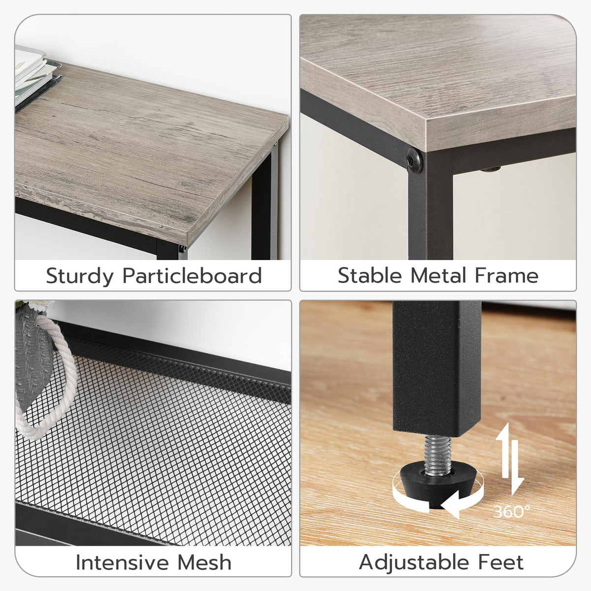 HOOBRO 75 cm Narrow Console Table, 3-Tier Entryway Table, Thin Sofa Table with Shelves, Side Table, Display Table, for Hallway, Entrance, Living Room, Bedroom, Greige and Black BG73XG01