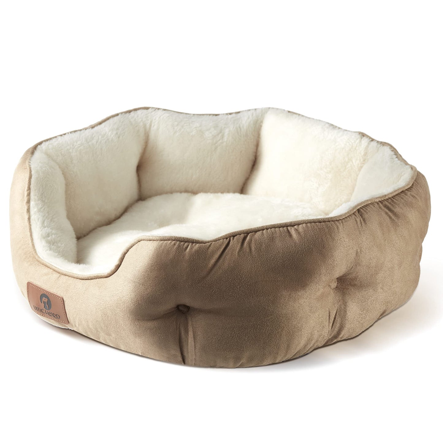 Asvin Medium Dog Bed for Medium Dogs, Cat Beds for Indoor Cats, Pet Bed for Puppy and Kitty, Extra Soft & Machine Washable with Anti-Slip & Water-Resistant Oxford Bottom, Light Brown, 25 inches