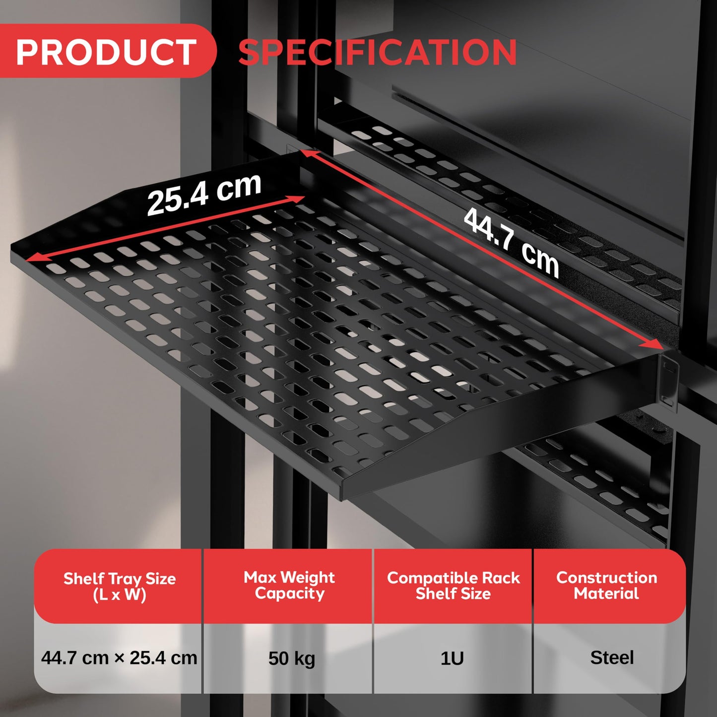 PYLE 1U 2 Pack Server Rack Shelf - 19-Inch Universal Device Server Rack Tray, Good Air Circulation, Cantilever, Wall Mount Rack, Computer Case Mounting - Weight Capacity 110lb/49kg