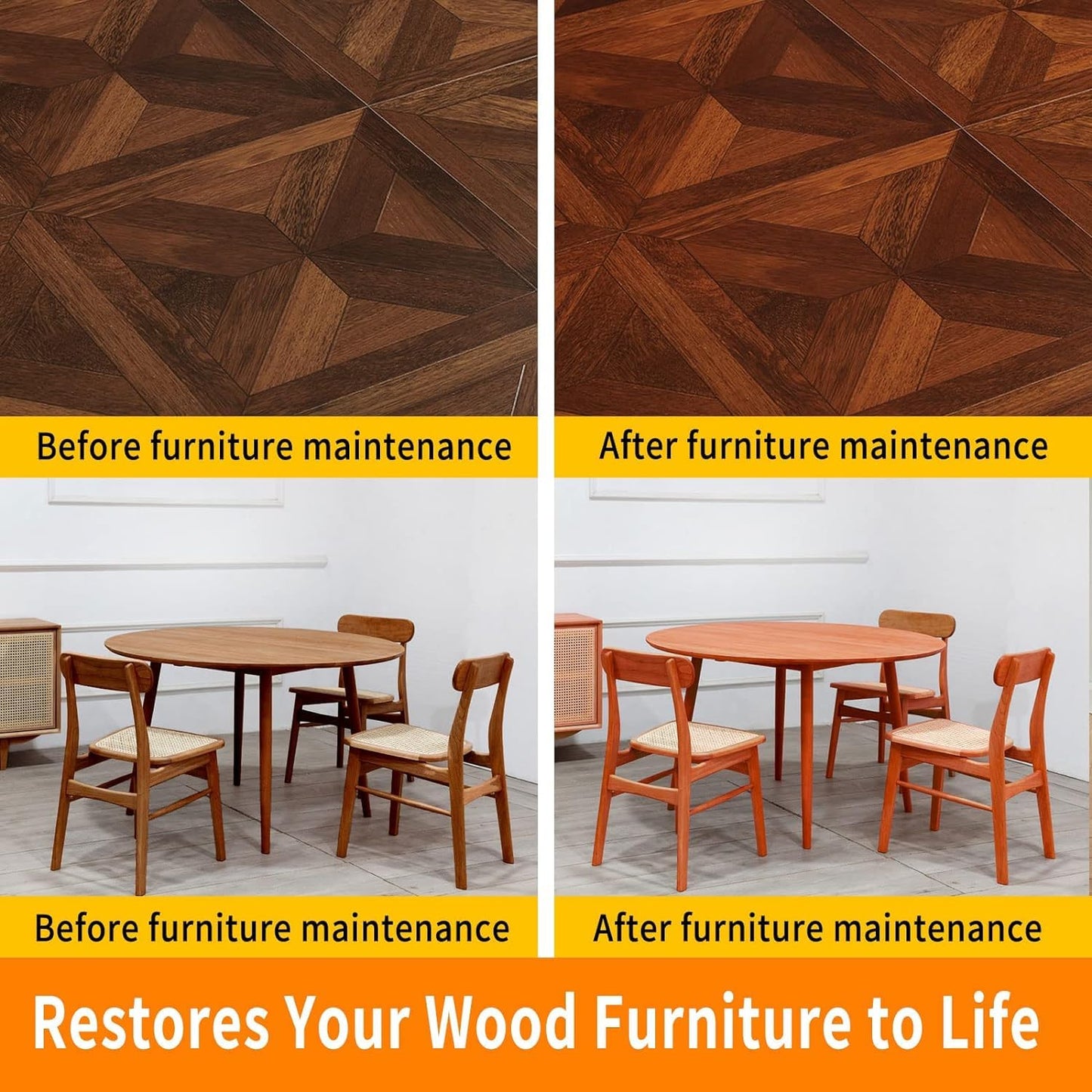 PIPIHUA Beeswax Furniture Polish Wood, Natural Wood Oil Colourless for Furniture Care & Protection for Interior and Exterior 480ml, 2Pack