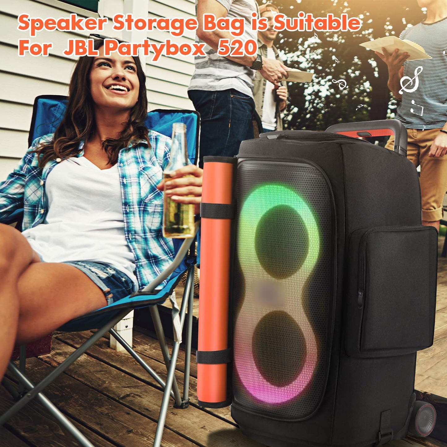 Speaker Case Compatible with JBL PartyBox 520,Bottomless Speaker Dust Cover Storage Bag Fits for JBL PartyBox 520 for Outdoor Travel,Portable Cover Only(Without Wheels and Pull Rod)