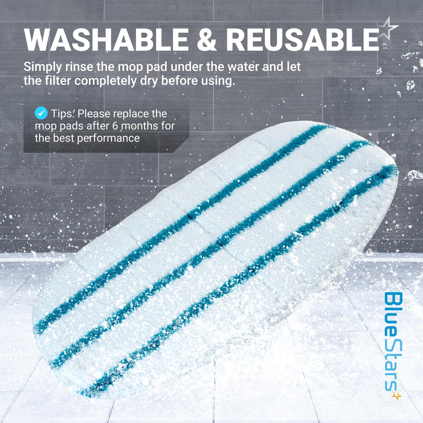 BlueStars 10-Pack Replacement Microfiber Steam Mop Pads Compatible with PurSteam ThermaPro 10-in-1 and ThermaPro 211 Steam Mop Cleaners – Washable and Reusable Mop Pads for Steamer Floor Cleaning