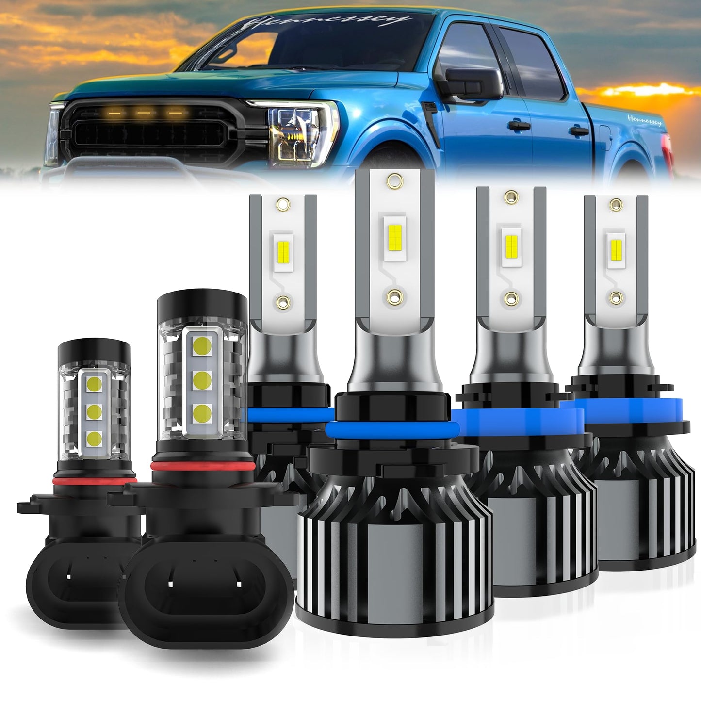 TTDBDAN Led Headlights Fit for 2015-2023 Ford F150 Headlight Bulbs,9005/HB3/H10 High Beams +H11/H8/H9 Low Beams+ 9145/9140 Fog Lights Combo Headlamps,Plug And Play,Pack of 6 (Ford F150 2015-2023)