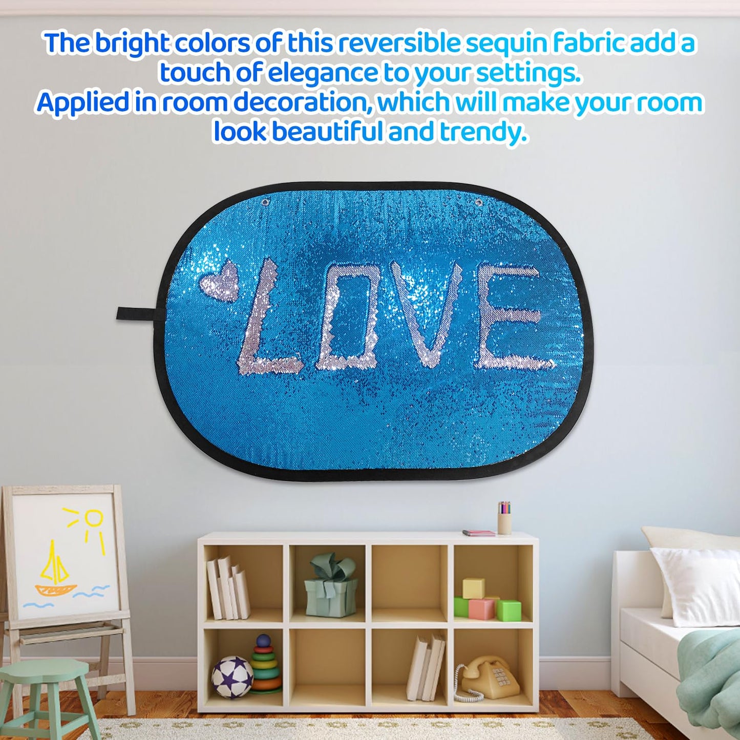 Sequin Fabric,Flip Sequins Glitter Wall, Graffiti Fun, Home Activity and Autism Therapeutic Use