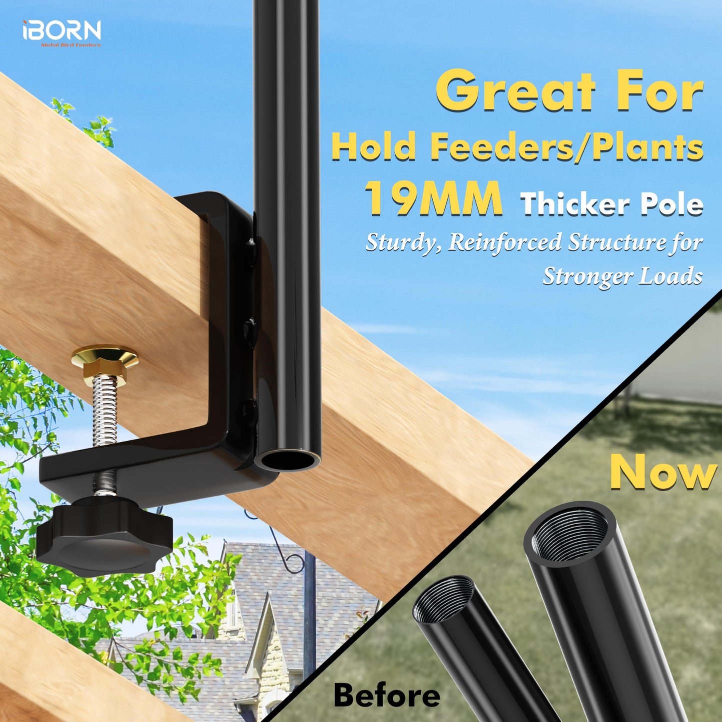iBorn Bird Feeder Hook for Deck Railing Outside Hanging for Hummingbird Feeders for Deck Hanger,3 Hooks 360 Degree Swivel,Attracting Wild Birds Feeder Planter Hanger (Feeders are Not Included)