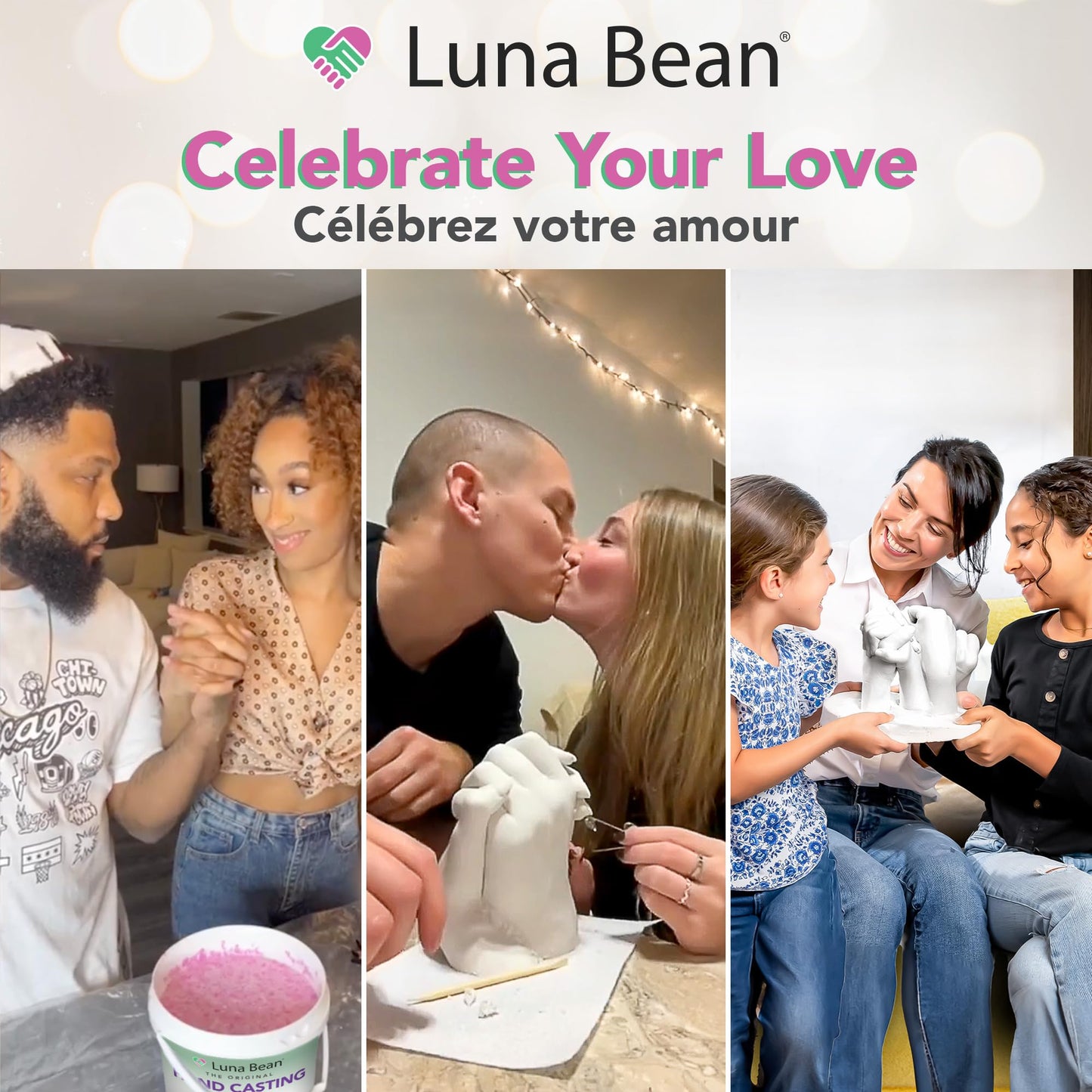 Luna Bean Hand Casting Kit – The Original Hand Mold Kit – Fathers Day Gift Ideas - Anniversary Engagement Gifts for Women Men Her Him Couples Wife Boyfriend Girlfriend Wedding Bridal Shower