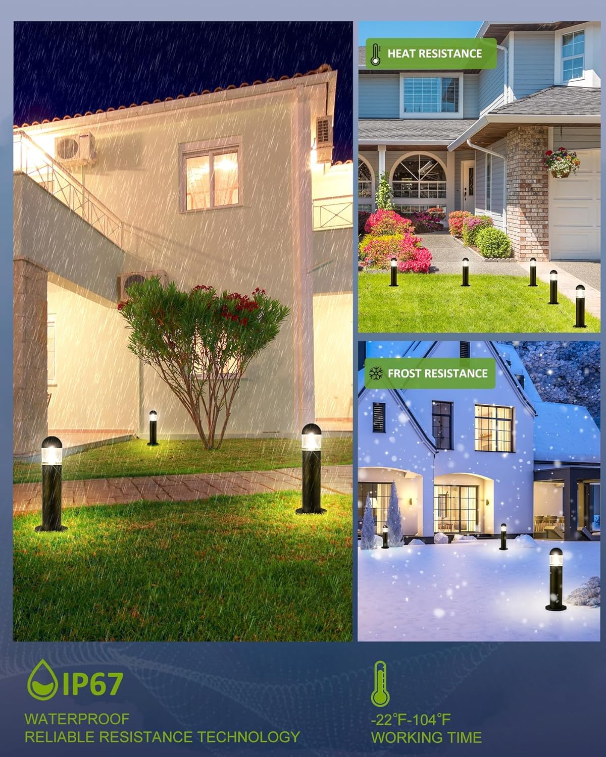 MOON-DE-AGE Low Voltage Landscape Pathway Lights, 12V LED Bollard Light IP67 Waterproof, Outdoor Driveway Walkway Wired Lights (Included Connector) - Yard Garden Lawn,2700K Warm White, 2 Pack