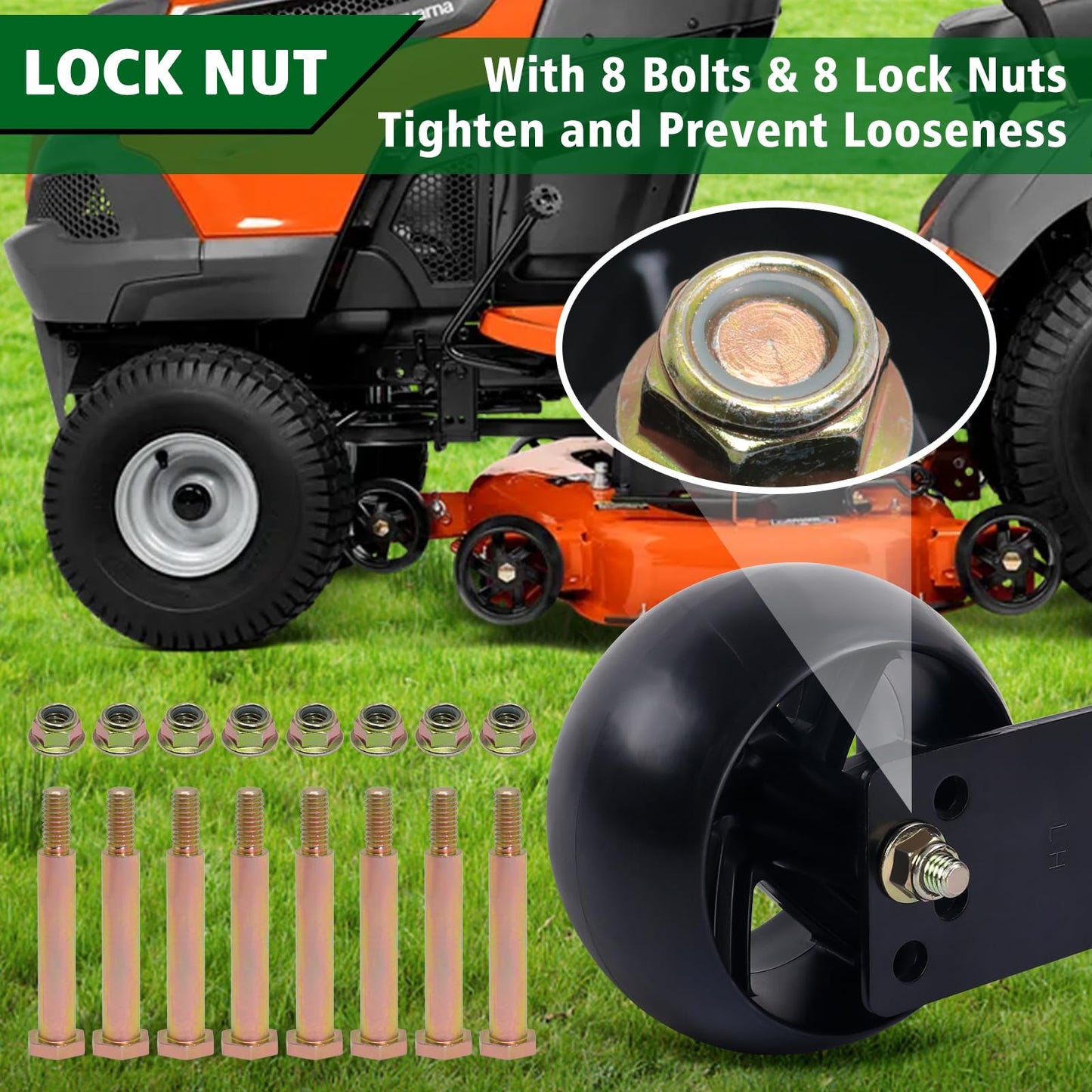 CheeMuii 8 Pack Mower Deck Wheels Kit Fit for Most 42" 46'' 48'' 50" 52'' and 54" Decks Replace for 532174873 589527301 734-04155 753-04856A Mower Deck Gauge Wheel