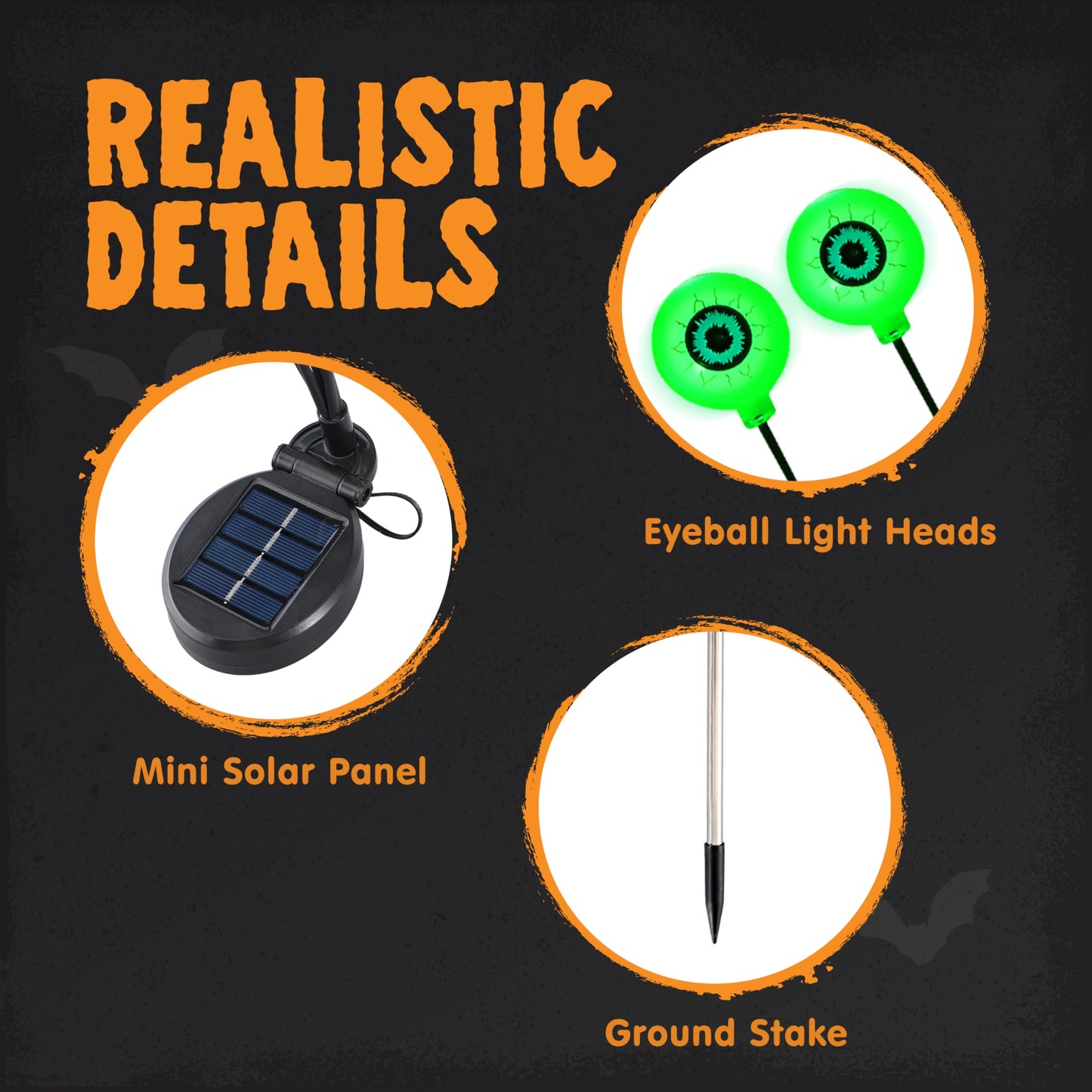 JOYIN Halloween Decorations Outdoor Solar Scary Eyeball Lights, 8 Pcs 48LEDs Green Pathway Yard Stakes, Waterproof Firefly Lights for Halloween Graveyard Yard Garden Patio Walkway Party