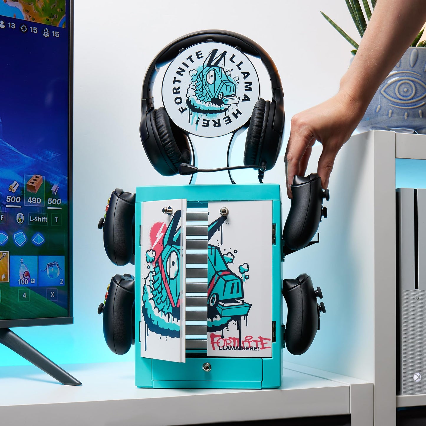 Numskull Official Fortnite Gaming Locker Controller Holder & Headset Stand for PS5, Xbox Series X|S and Nintendo Switch