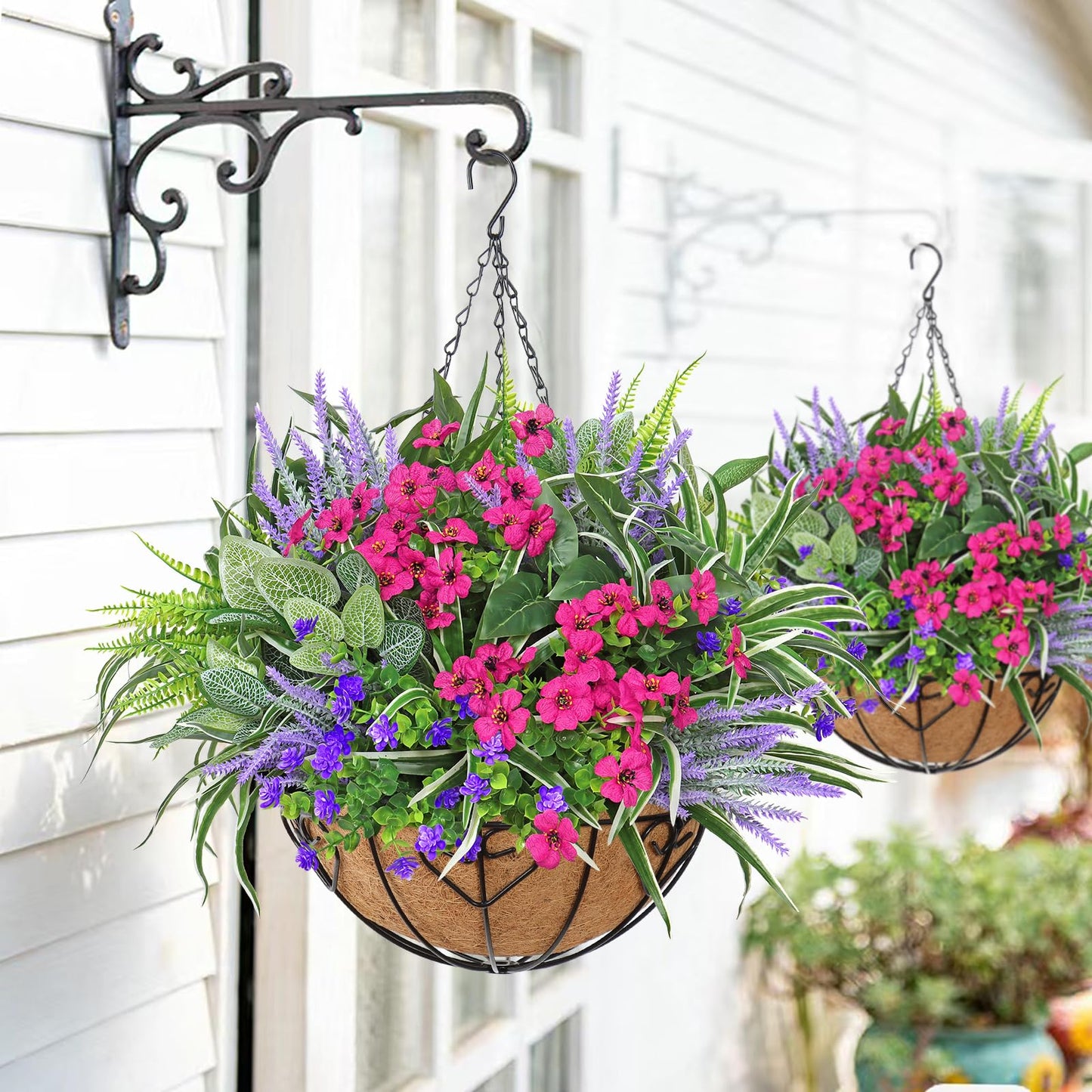 DEMIUKO 20 Bundles Artificial Plants Outdoor Fake Flowers UV Resistant Faux Greenery Stems Fake Ferns Shrubs Plastic Plants for Garden Patio Porch Yard Window Box Home Summer Decor