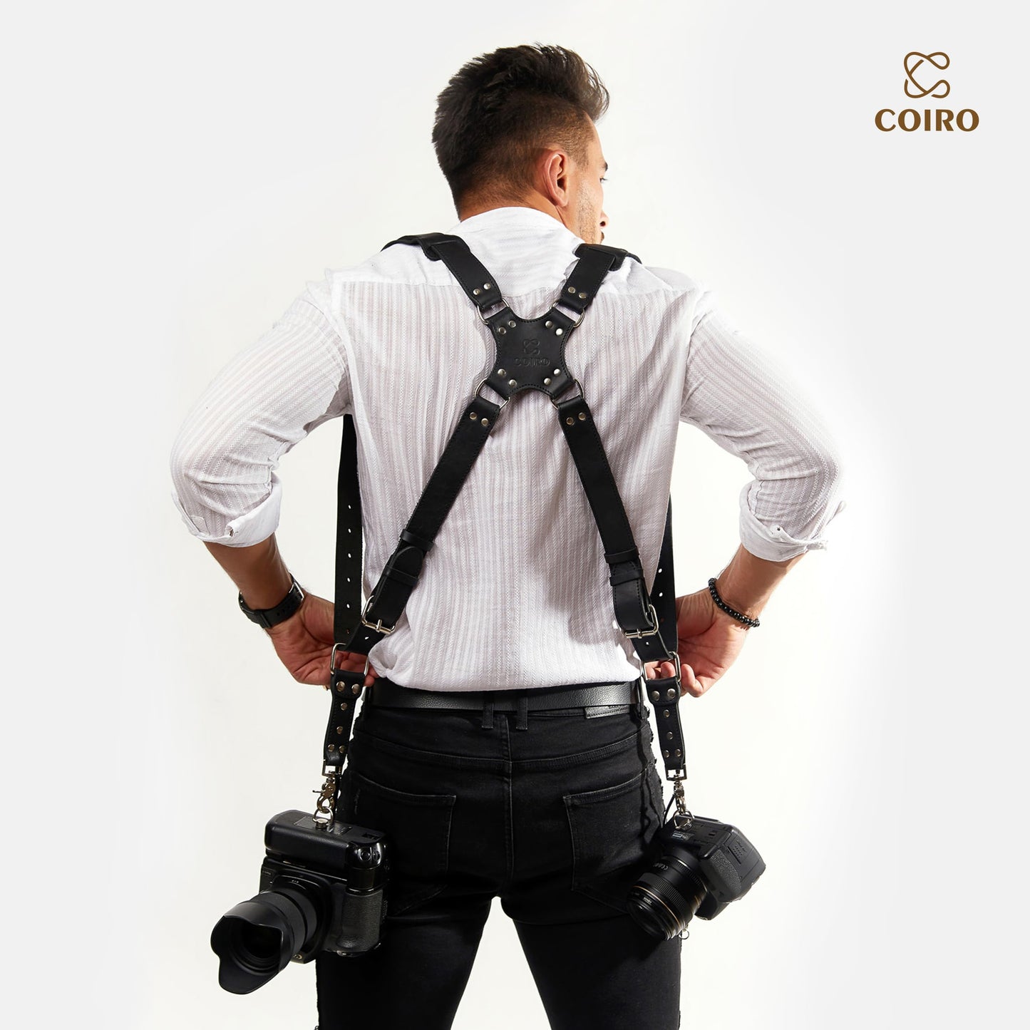 Camera Accessories Dual Harness Two Cameras - Shoulder Leather Strap - Multi Gear Double Camera Accessories DSLR/SLR ProInStyle