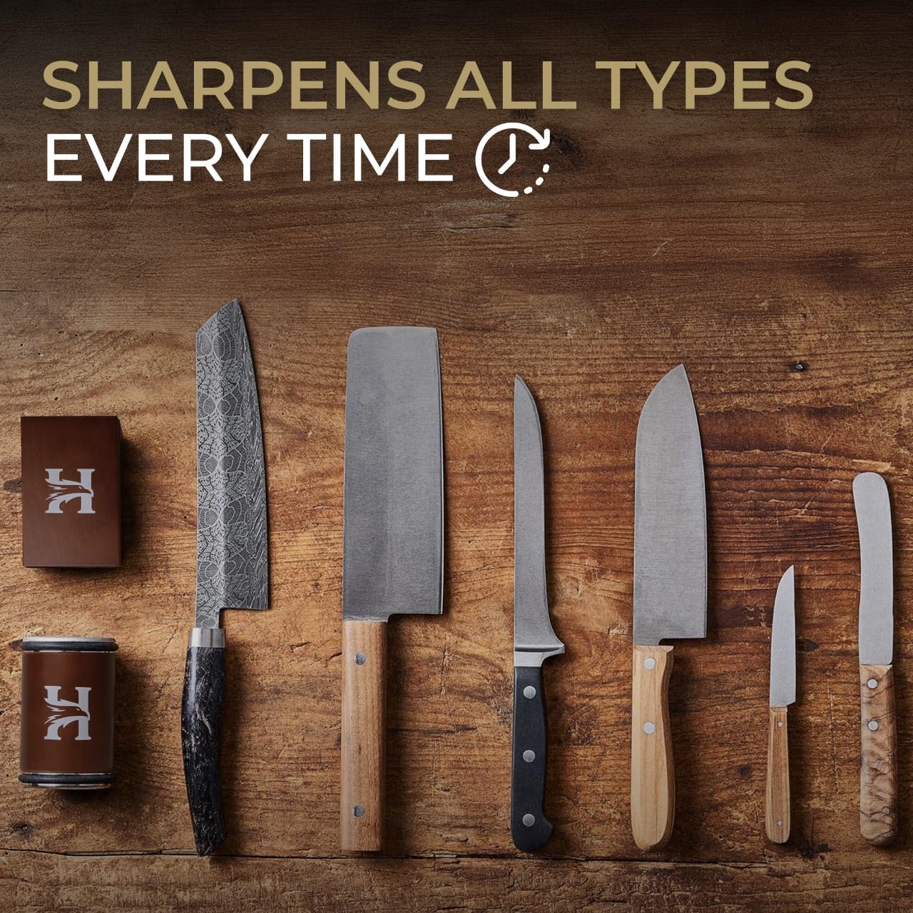 High Carbon Stainless Steel Rolling Knife Sharpener Kit – 400, 1000 & 3000 Grit Discs –15° & 20° Sharpening Angles – Professional & Home Kitchen Use – Restores Blunt Knives