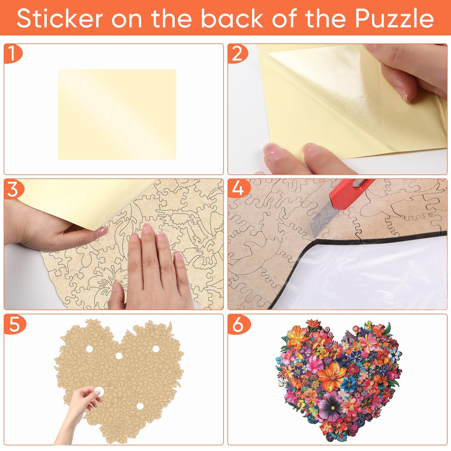 Puzzles for Adults Heart Flower Wooden Puzzles, 500 Pieces Unique Shaped Liberty Jigsaw Puzzles, Birthday Gifts for Mom Adults and Kids, Fun Challenge Family Game 16.7'' x 16.2''