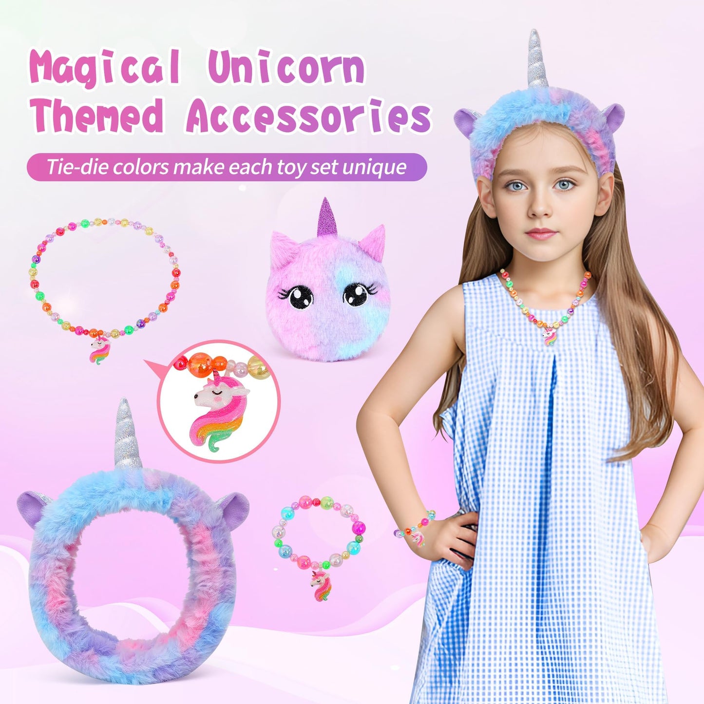 Cherry Tale Unicorn Gifts for Girls Age 6-8, Kids Unicorn Toys Set with Light Up Star Pillow Diary Headband Eye Mask Christmas Birthday Gifts for Girls Age 4 5 6 7 8 9 10