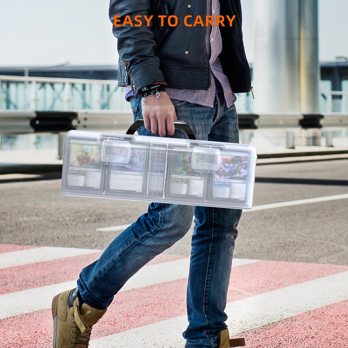 Trading Card Storage Box,Plastic Card Box Set of 14,Baseball Card Storage Holds 900+ Loose Cards,Portable Sports Card Storage Boxes for Collectible Gaming Trading Cards