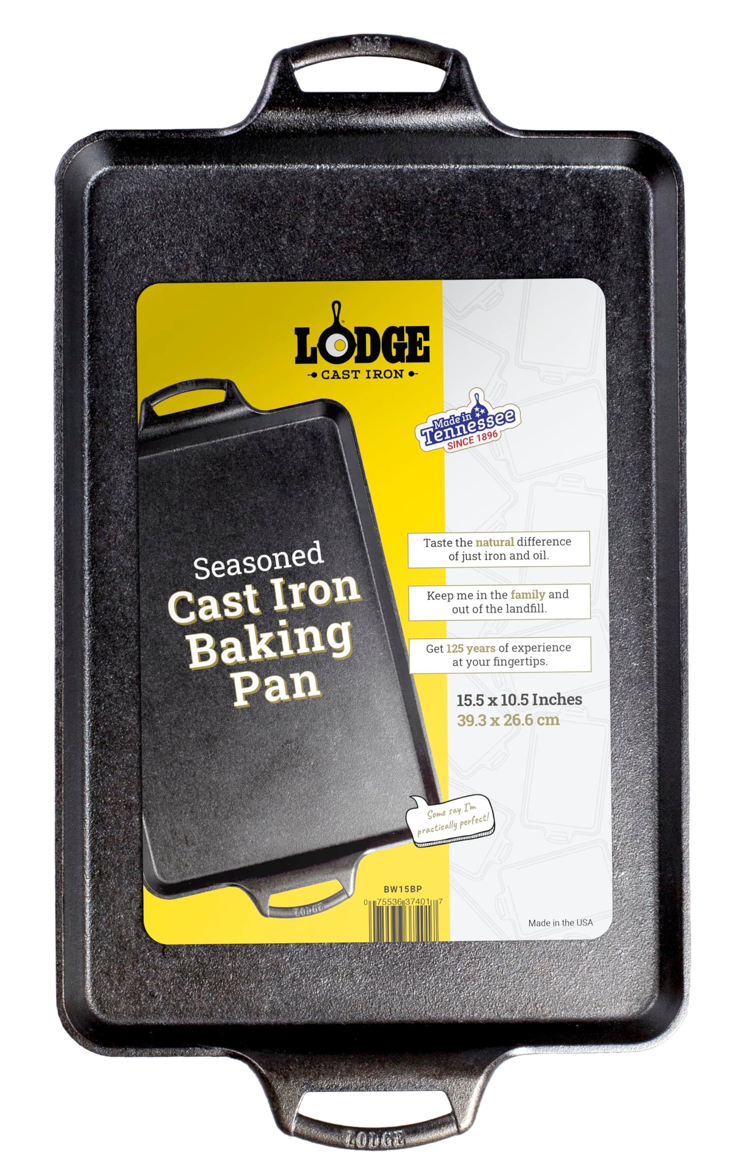 Lodge 15.5"x10.5" Cast Iron Baking Pan, Black