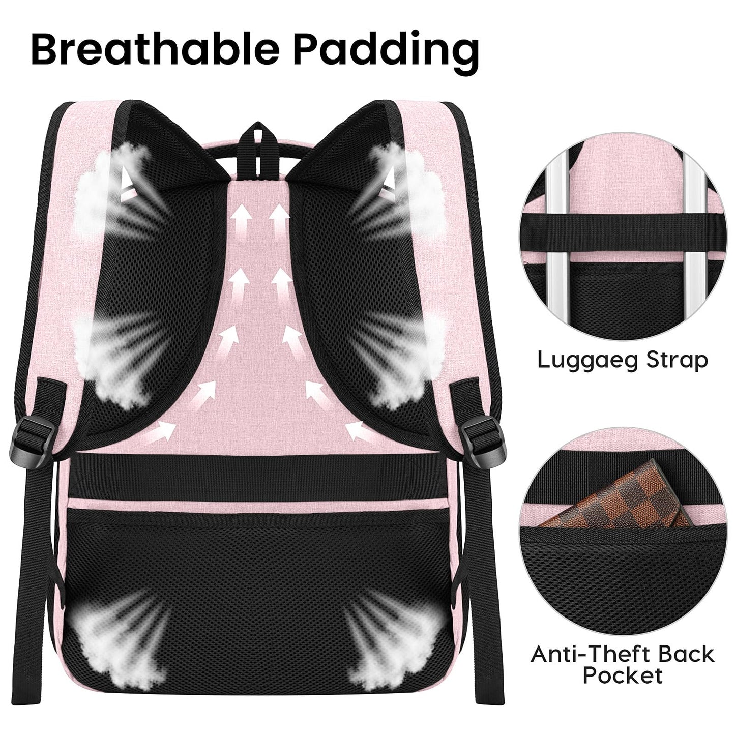 BIKROD Backpack for Girls Women, School Backpack for Teen Boys, Lightweight Casual High School Bookbag, Daily-use Travel Laptop Backpack with USB Charging Port Fits 15.6 Inch Notebook