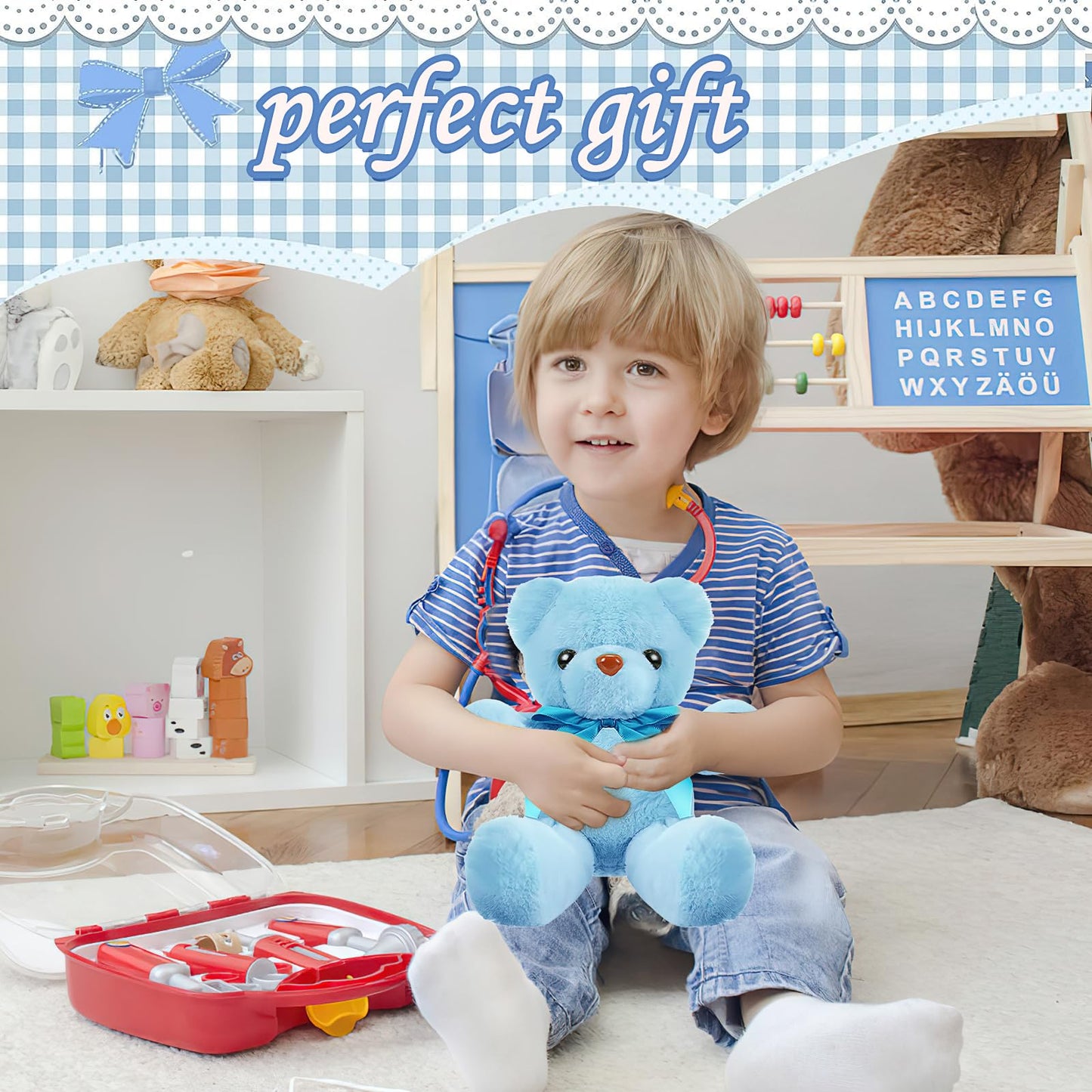 16Pcs Small Teddy Bear, 12 Inch Stuffed Bear Plush Toy Soft Stuffed Animal Bears Cute Plush Stuffed Teddy Bear with Bow Tie for Valentines Birthday Gift Baby Shower Party Supplies (10 Colors)