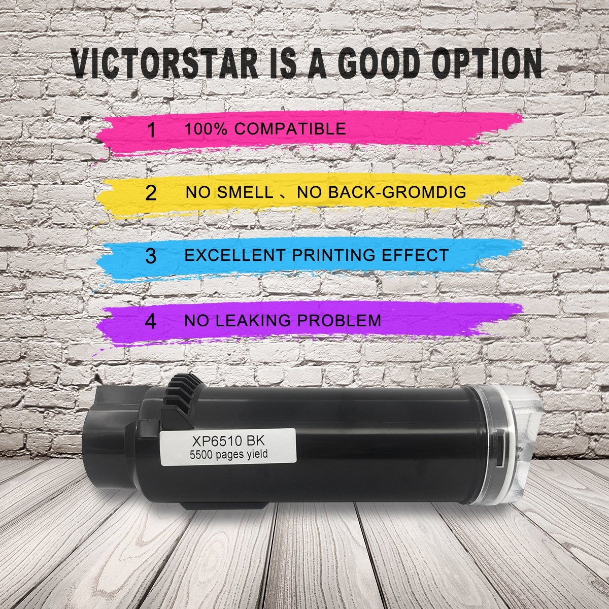 5 Packs Compatible Toner Cartridges 6510 6515【Extra High Yield】 5500 BK & 4300 Pages CMY VICTORSTAR for Xerox Phaser 6510 6510n 6510dn 6510dni 6510dnm WorkCentre 6515 6515n 6515dn 6515dni 6515dnm