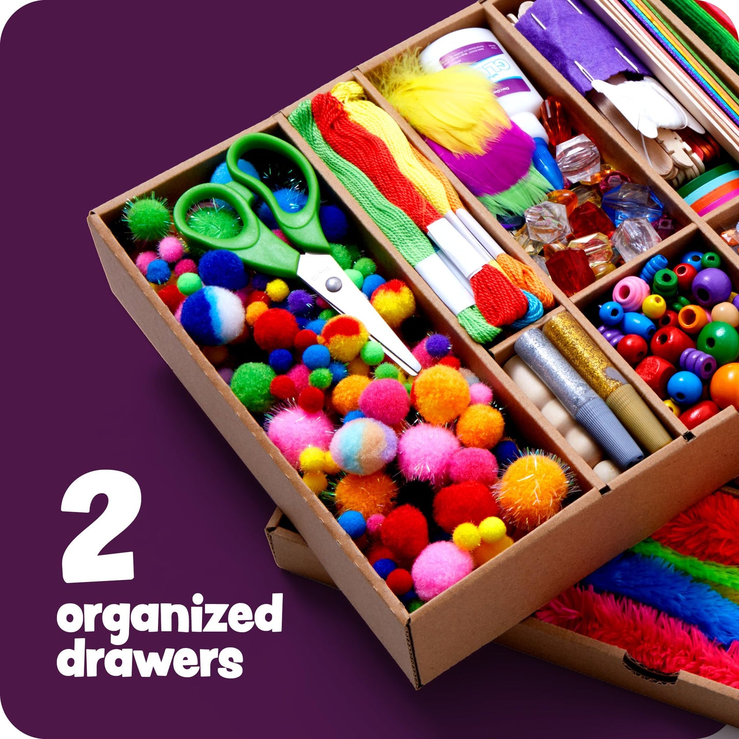 Arts and Craft Kit Vault - 1000+ Piece Crafts Kit Library in a Box for Kids Ages 8 9 10 11 & 12 Year Old Girls & Boys - Crafting Supplies Set Kits - Gift Ideas for Preschool Kids Project Activity