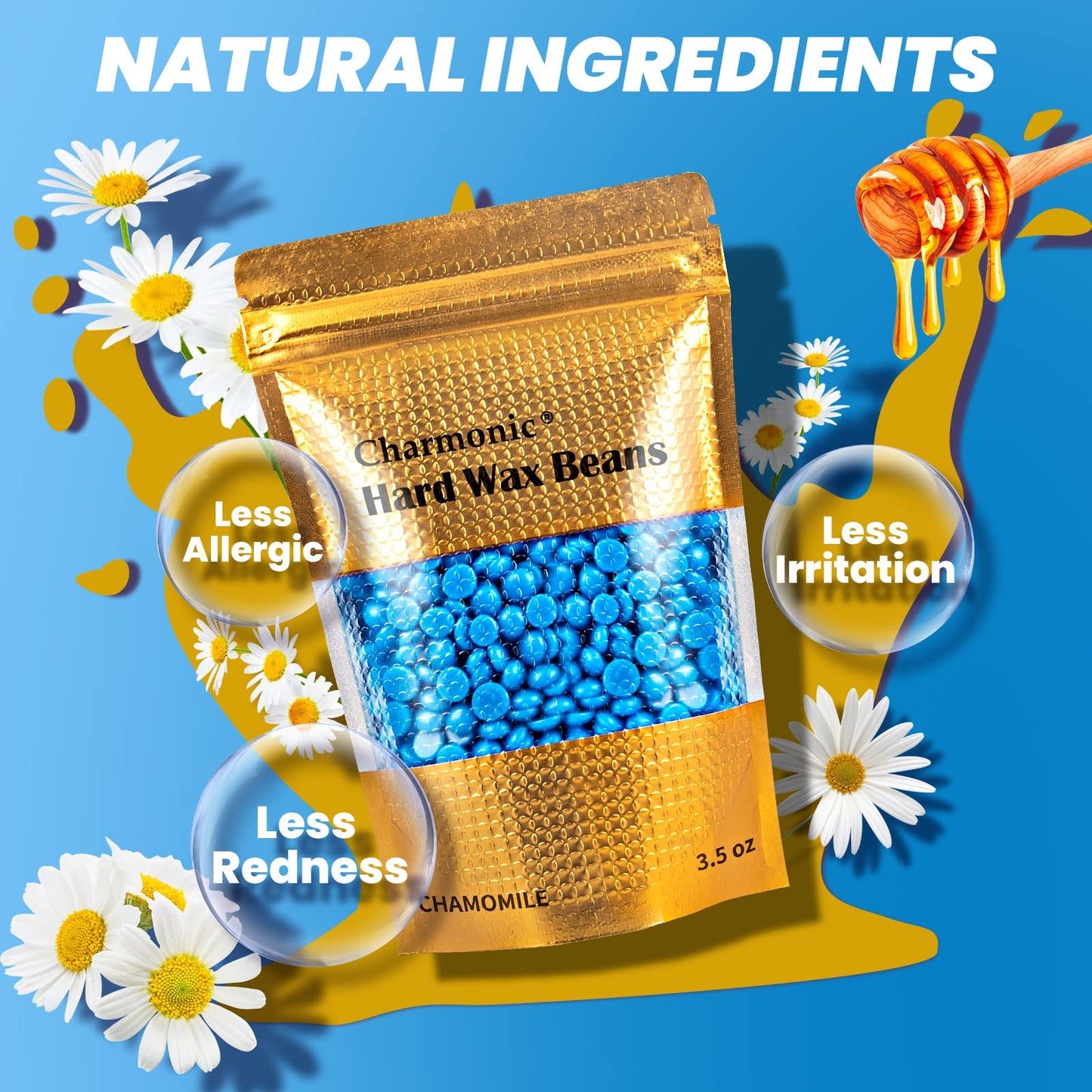 Charmonic 10lb Wax Beads, Bulk Hard Wax Beads, Hard Waxing Beads for Face, Eyebrow, Brazilian, Legs, Body and Bikini Hair Wax Removal, Wax Beans, at Home Waxing Kit for Women & Men (10lb, 45 packs)