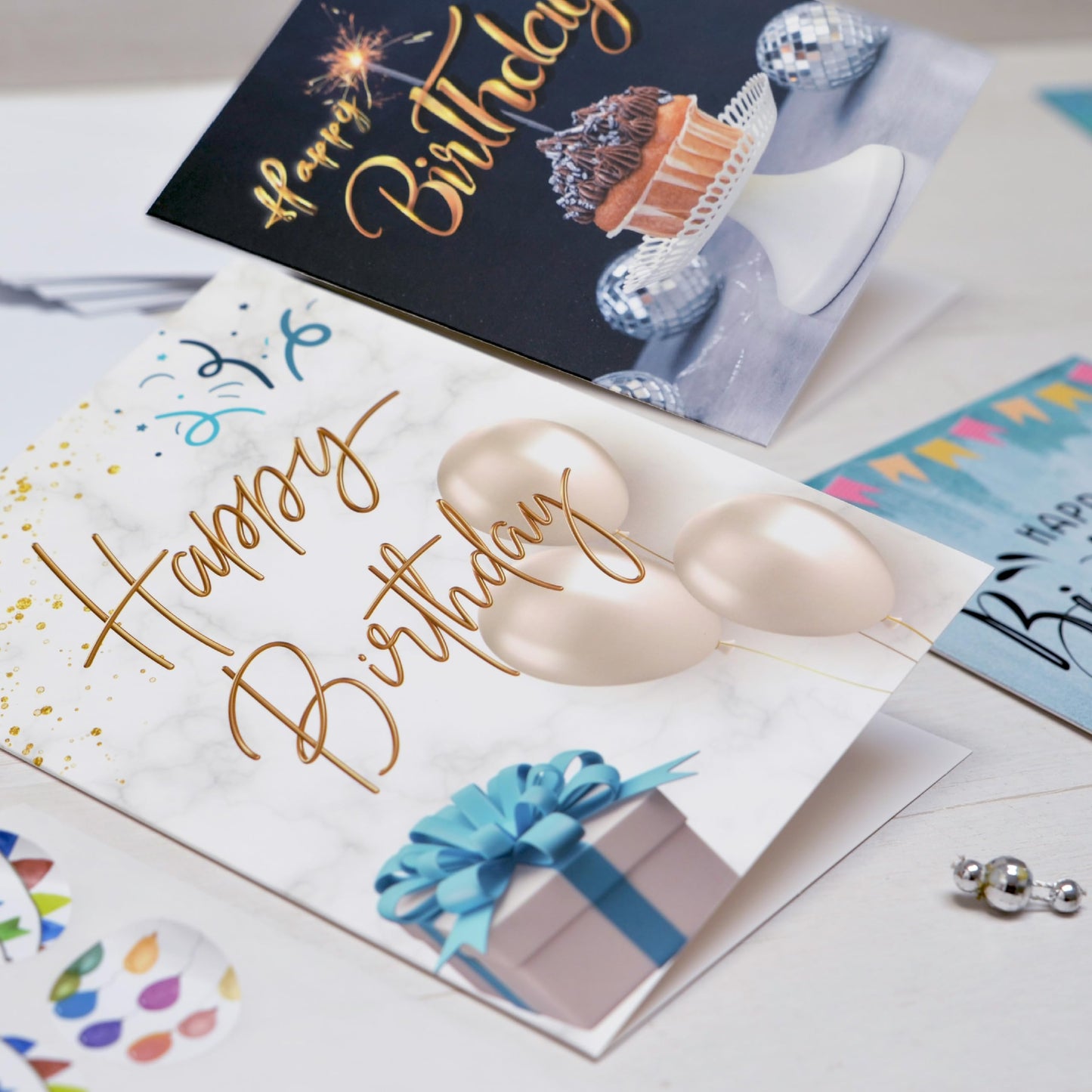 100 Happy Birthday Cards in Bulk with Envelopes , Stickers and Generic Birthday Greetings Inside – Large 5x7 Inches, 20 Unique Designs Notes, Thick Cardstock , Matte Finished in a Sturdy Box