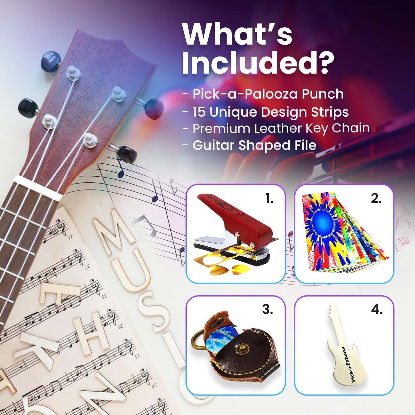 Pick-a-Palooza® DIY Guitar Pick Punch Mega Gift Pack - Premium Guitar Pick Maker - Red