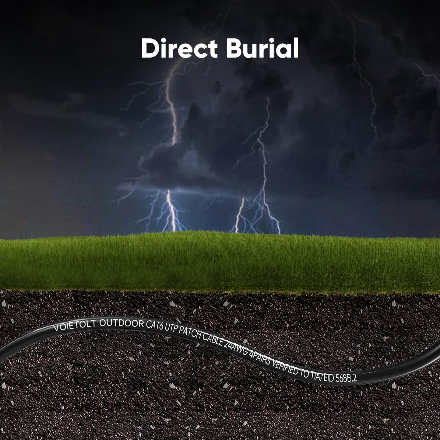 Cat 6 Outdoor Ethernet Cable 300 ft, 24AWG 10Gbps Internet Network Cable Waterproof Direct Burial LLDPE UV Jacket, LAN Cable Cord with 60 Ties Support Cat6 Cat5e Cat5, CCA, UTP for PC