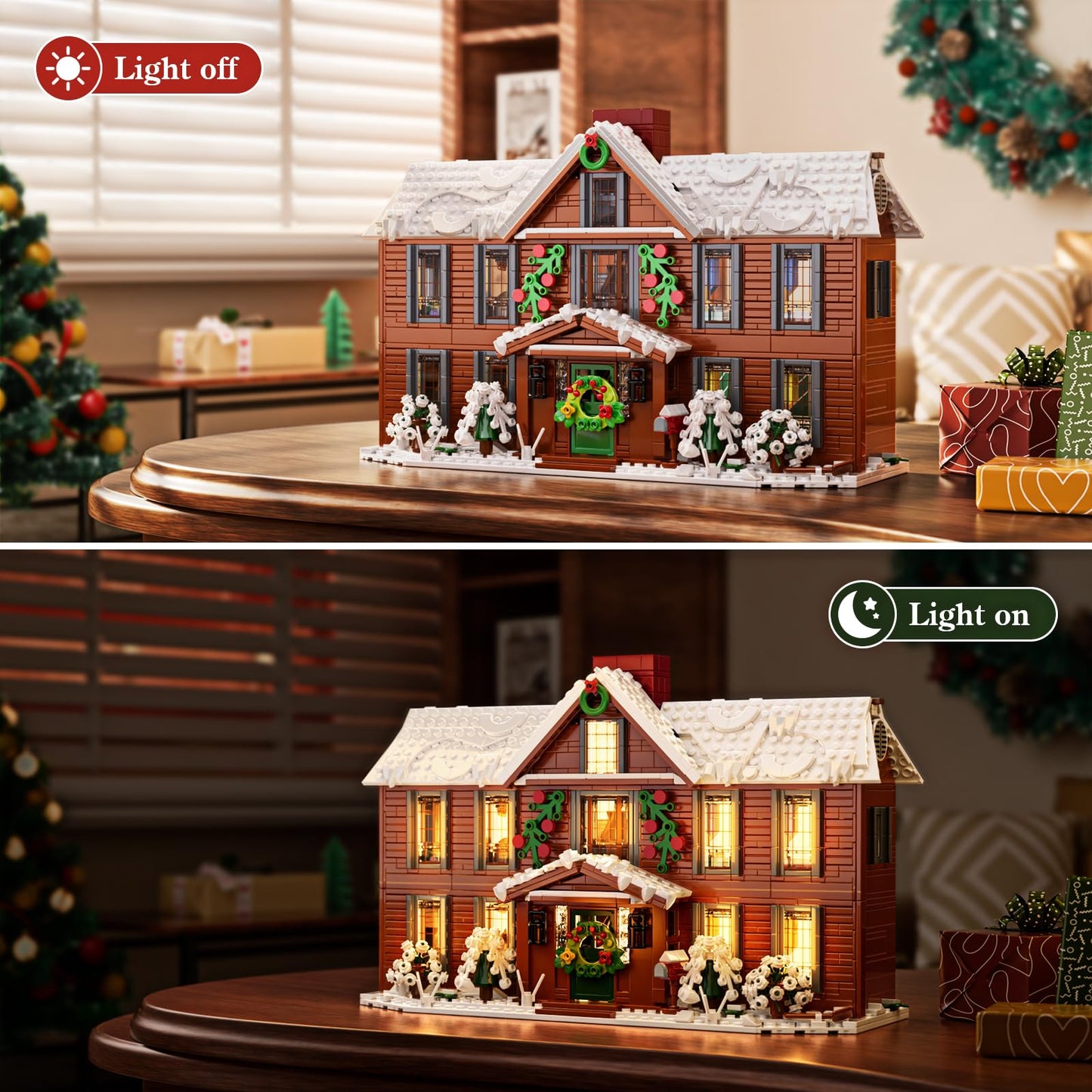 Christmas Little Women House Building Set with LED Light,Christmas Holiday Winter Snow House Kit,Compatible with Lego,Snow Village Building Blocks Model Toys,Christmas or Festival Gifts(1445 PCS)