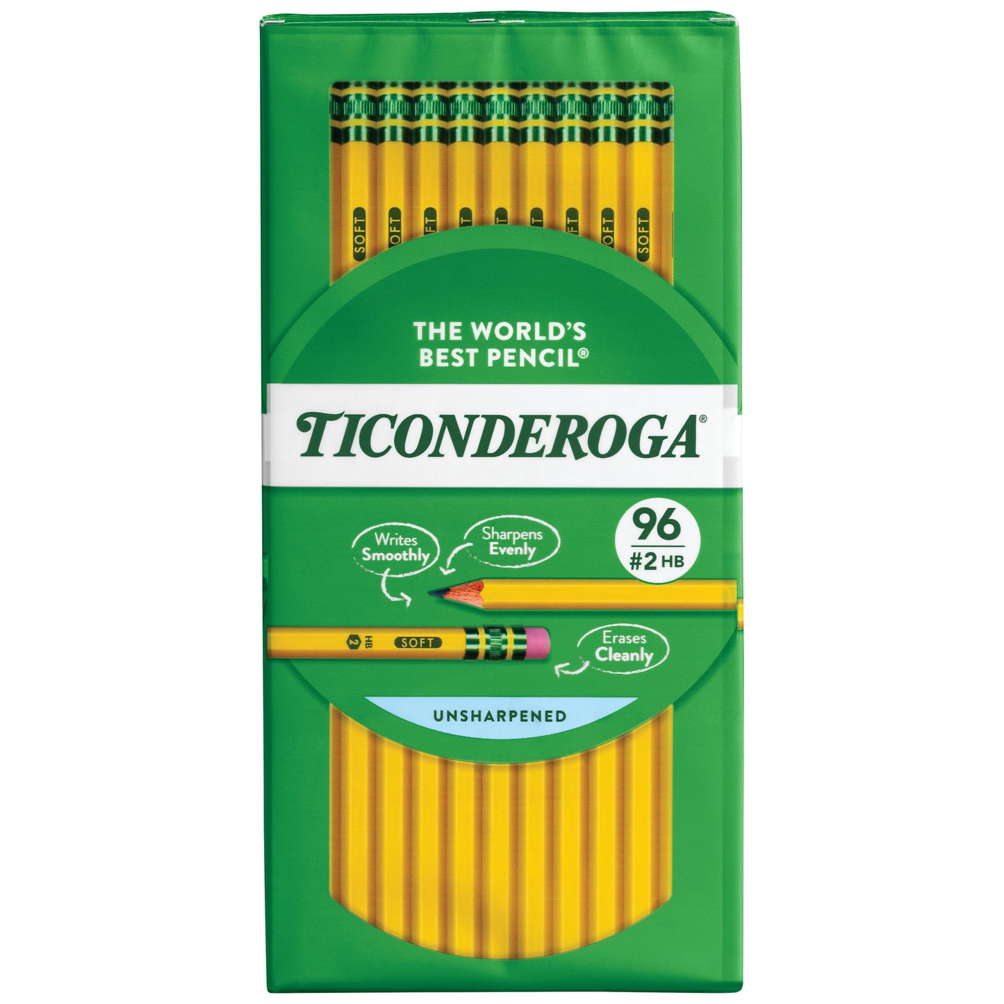 Dixon Ticonderoga Wood-Cased #2 HB Pencils, Box of 96, Yellow (13872)