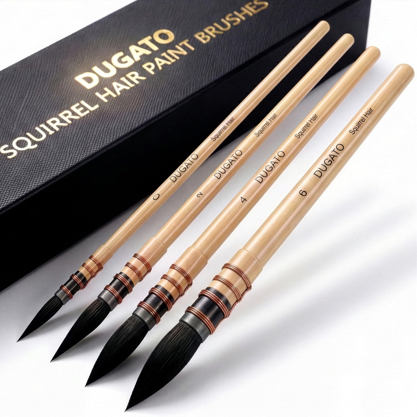 Professional Watercolor Paint Brushes, Round Squirrel Hair Paint Brush Set for Art Painting, Gouache, Fine Detailing, Acrylic, Gouache, Oil (4 Brushes)