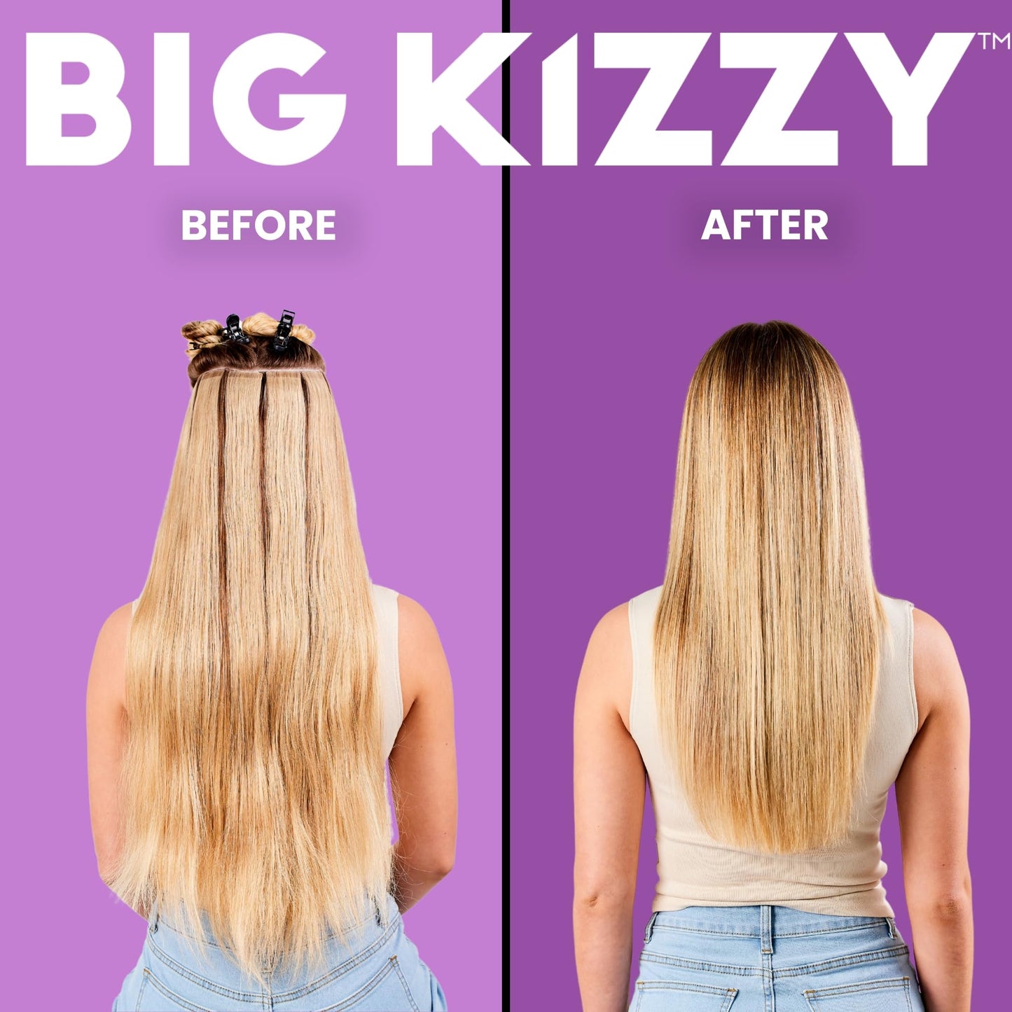 Big Kizzy Remover 1 + Remover 2 bundle, Two Step System Tested & Proven Fastest & Easiest Tape In Extension Adhesive and Residue Remover